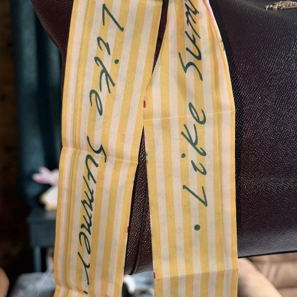 Coach Glittery Brown Leather Tote with Floral Scarf - Picture 7 of 15